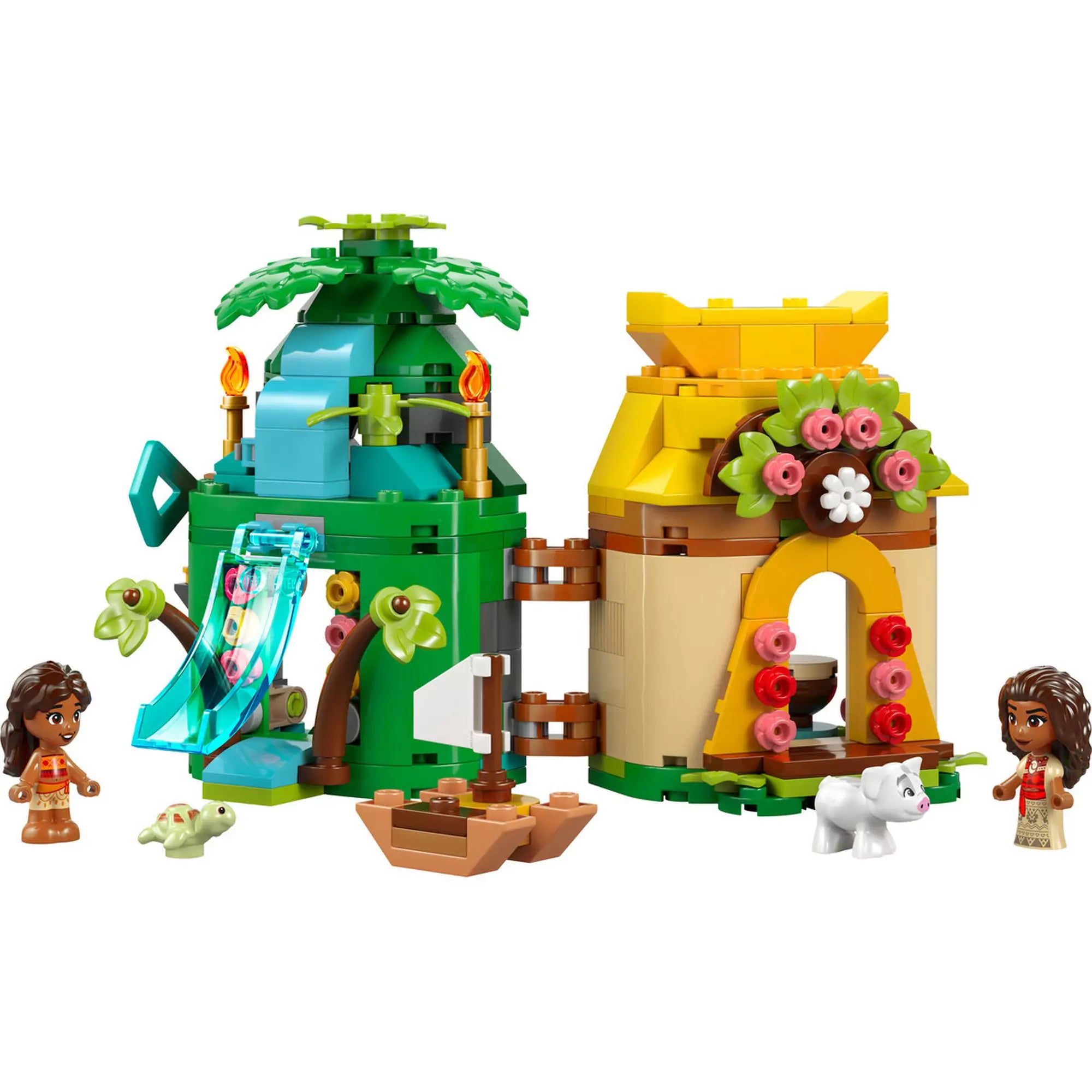 LEGO Disney Vaiana vidám kalandjai a szigeten (43260) közelkép a modellről, Vaiana, Pua és a teknős társaságában.