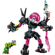 LEGO DREAMZzz: Mateo a kiberagyrobot ellen (71495) részletes robot közelkép, Mateo zöld köpenyes figurájával.
