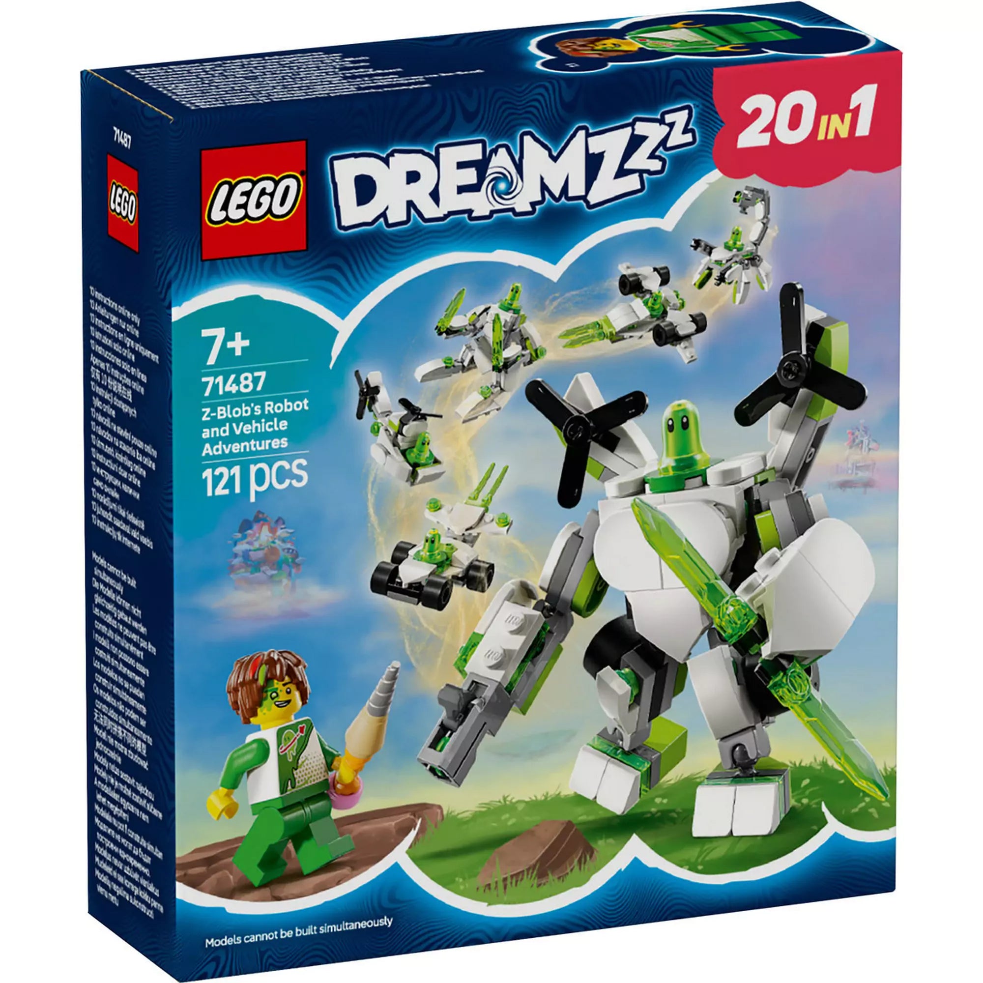 LEGO DREAMZzz Z-Blob robot és járműves kalandjai 71487 – A doboz előlapja, rajta Z-Blob robot és Mateo izgalmas kalandjai.