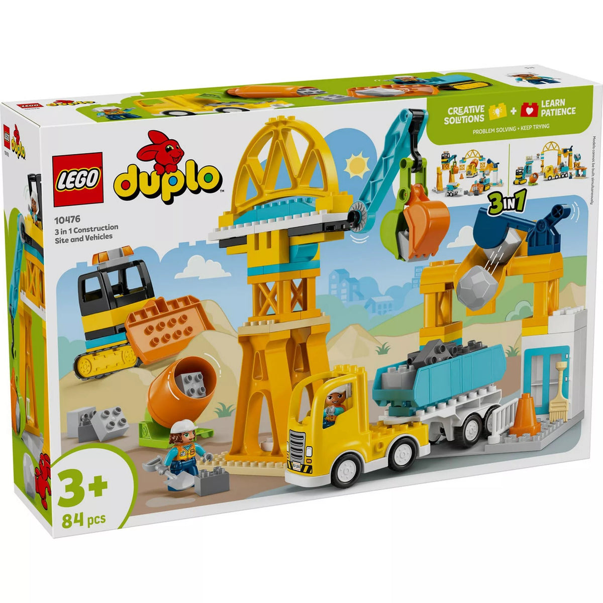 LEGO DUPLO: 3 az 1-ben építési terület és munkagépek 10476, 84 darabos