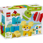 LEGO DUPLO Első kreatív háziállataim 3 az 1-ben (10477) készlet dobozának eleje, megépíthető kutya, macska, madár és hal állatfigurákkal, 1,5 éves kortól.
