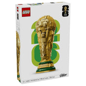 LEGO Editions: A FIFA labdarúgó-világbajnokság hivatalos trófeája, 43020, 2842 darabos készlet dobozképe a megépíthető arany világbajnoki trófea LEGO modelljével.