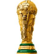 LEGO Editions: A FIFA labdarúgó-világbajnokság hivatalos trófeája, 43020, 2842 darabos teljesen megépített arany LEGO világbajnoki trófea.