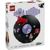 LEGO Editions: Olivia Rodrigo bakelitlemez 43028, 360 darabos – A LEGO készlet doboza az Olivia Rodrigo ihlette bakelitlemez-modellel.