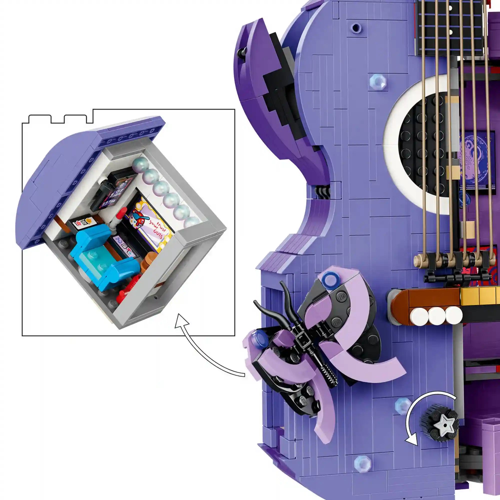LEGO Olivia Rodrigo kétszínű gitár pillangódísszel és titkos tárolórésszel