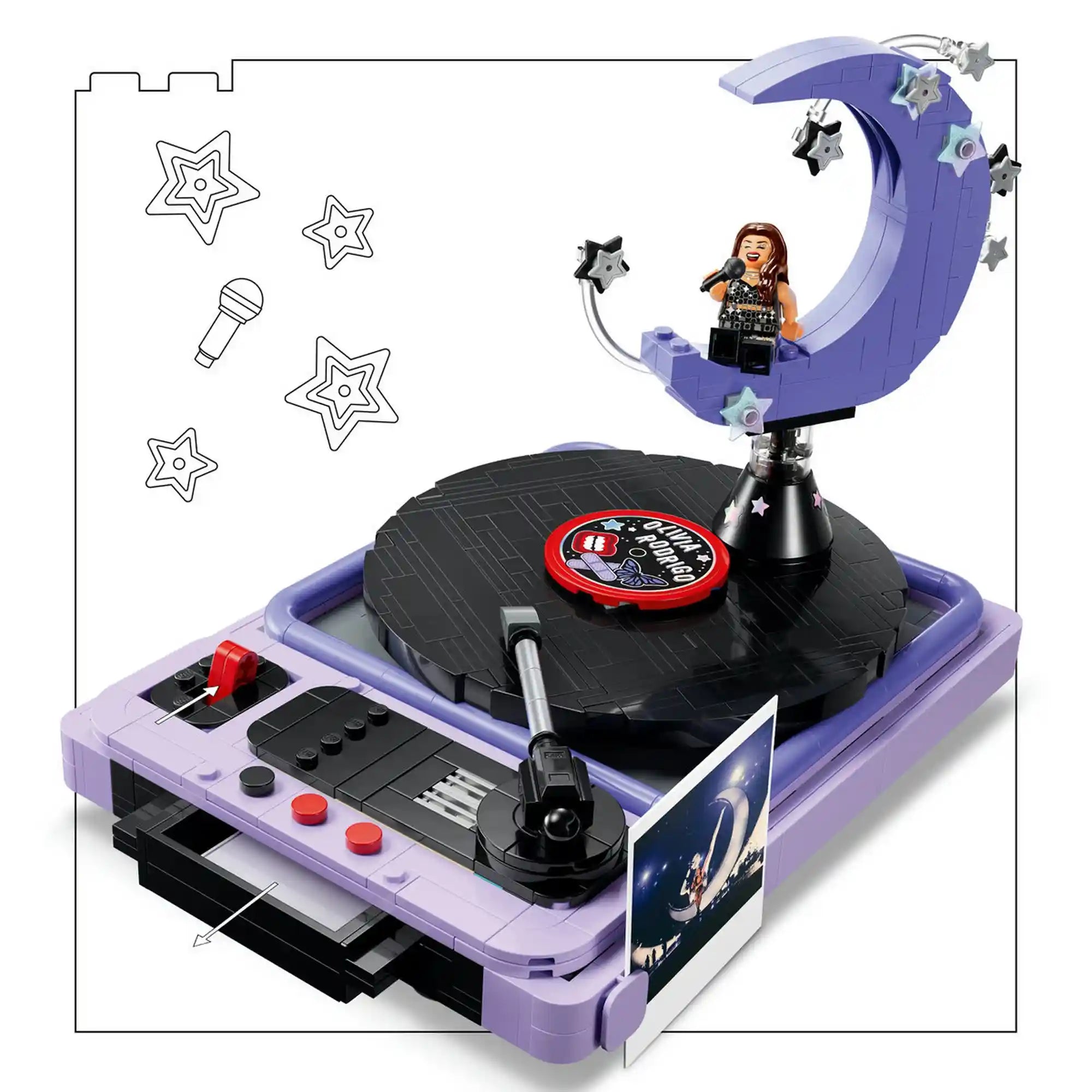 LEGO Editions Olivia Rodrigo 43029 lemezjátszó félhold színpaddal és fényképtartóval