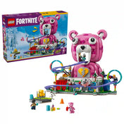 LEGO Fortnite Rave Cave készlet és doboza együtt, részletgazdag Fortnite pályával és Cuddle Team Leader építménnyel.