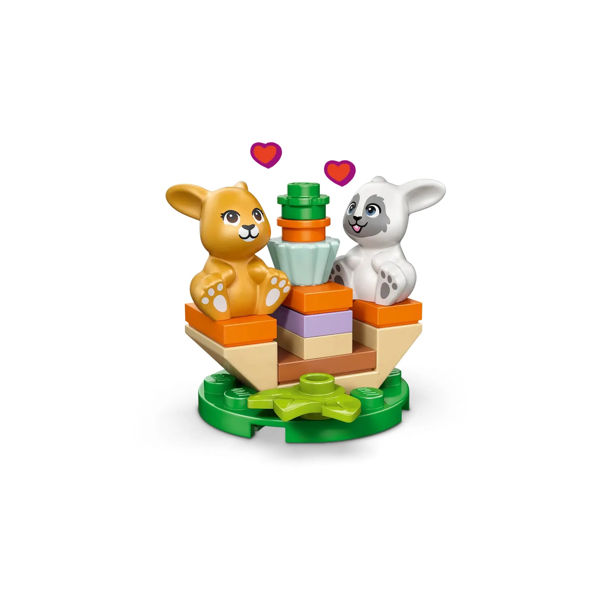 LEGO Friends játék nyuszik répás muffinnal és kiegészítőkkel, gondoskodó állatos szerepjátékhoz