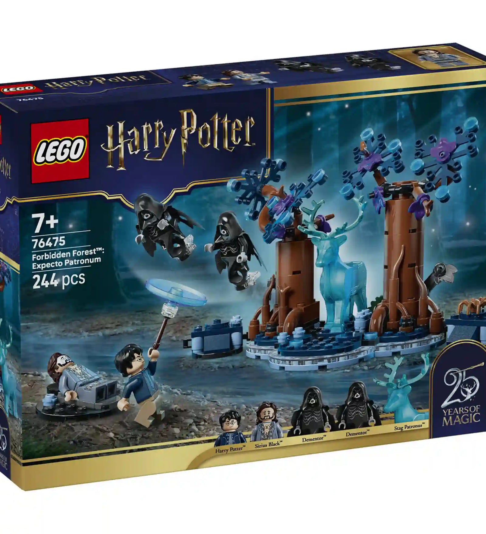LEGO® Harry Potter™ A Tiltott Rengeteg: Expecto Patronum (76475) dobozkép a Harry Potter és az azkabani fogoly ikonikus jelenetével és az 5 minifigurás készlettel
