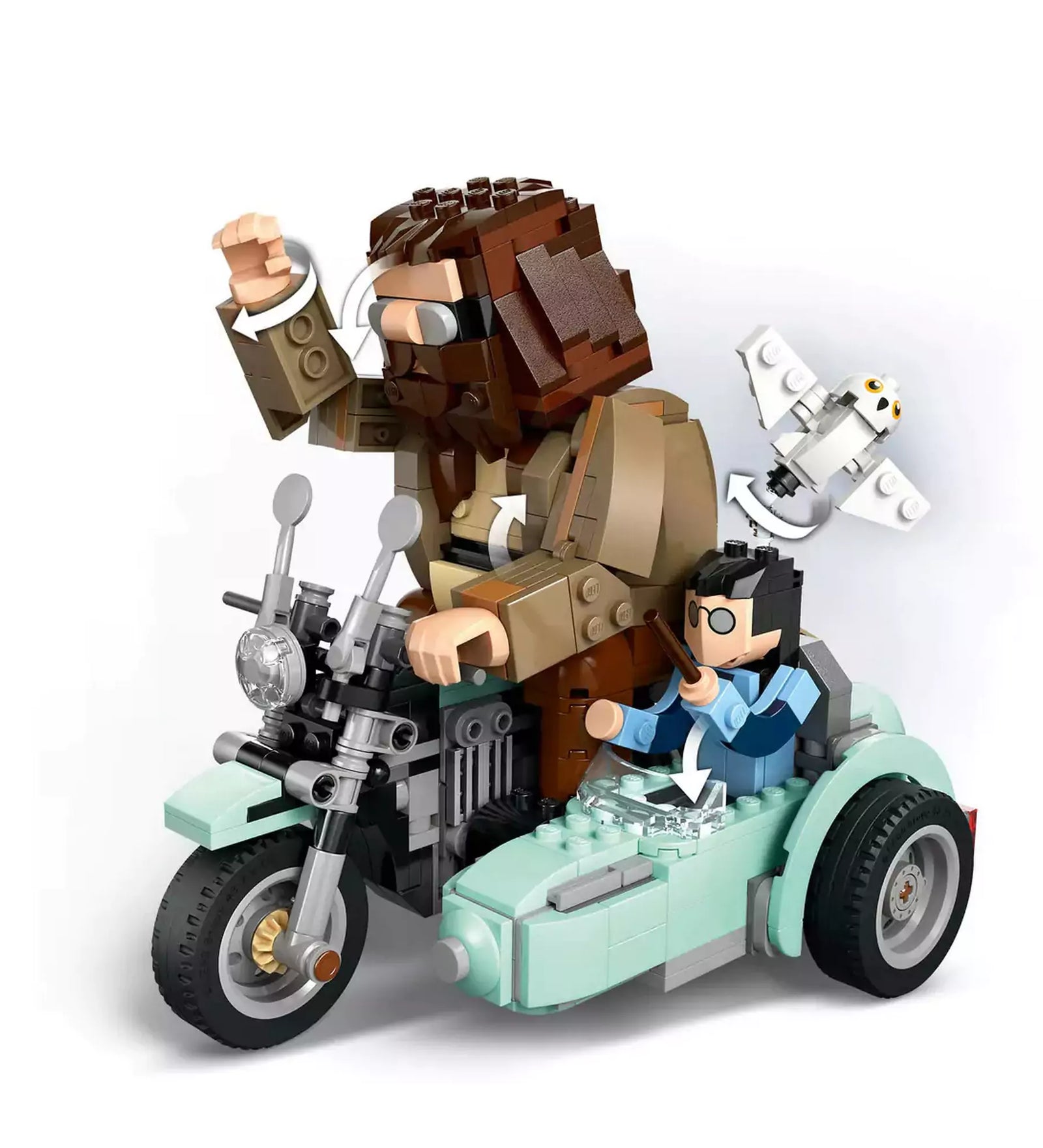 LEGO Harry Potter - Hagrid motoros kalandjai (76443) építőkészlet, Hagrid motorján Harry Potterrel és Hedwig bagollyal a varázsvilágban.