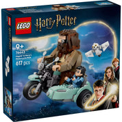 LEGO Harry Potter - Hagrid motoros kalandjai (76443) dobozkép, amely varázslatos Harry Potter karaktereket és a készlet tartalmát ábrázolja.