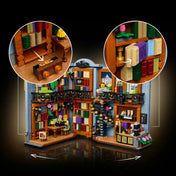 LEGO Icons (Creator Expert): Könyvkuckó Könyvesbolt 11379 modellje, kihúzható fiókkal, mozgatható könyvekkel és részletes belső terekkel.