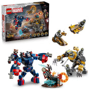 LEGO Marvel Super Heroes: Bosszúállók: Végjáték Thor a chitauri harcosok ellen (76322) teljes készlet dobozzal, figurákkal és járművekkel.