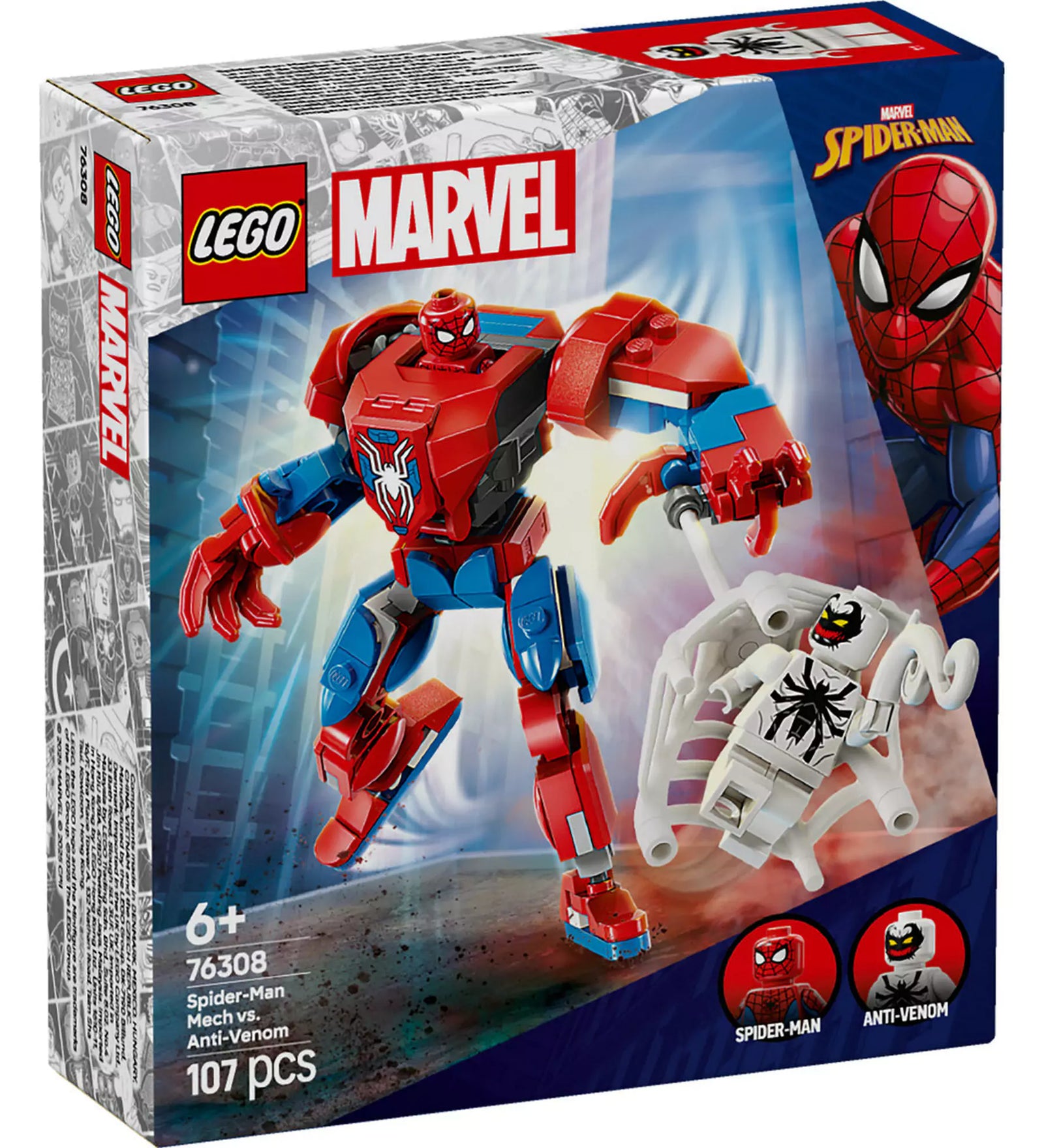 A szett doboza, amelyen Pókember robotja és Anti-Venom figura látható akcióban.