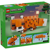 LEGO Minecraft: A róka 21588 doboz hátoldala, funkciók és méretek bemutatásával