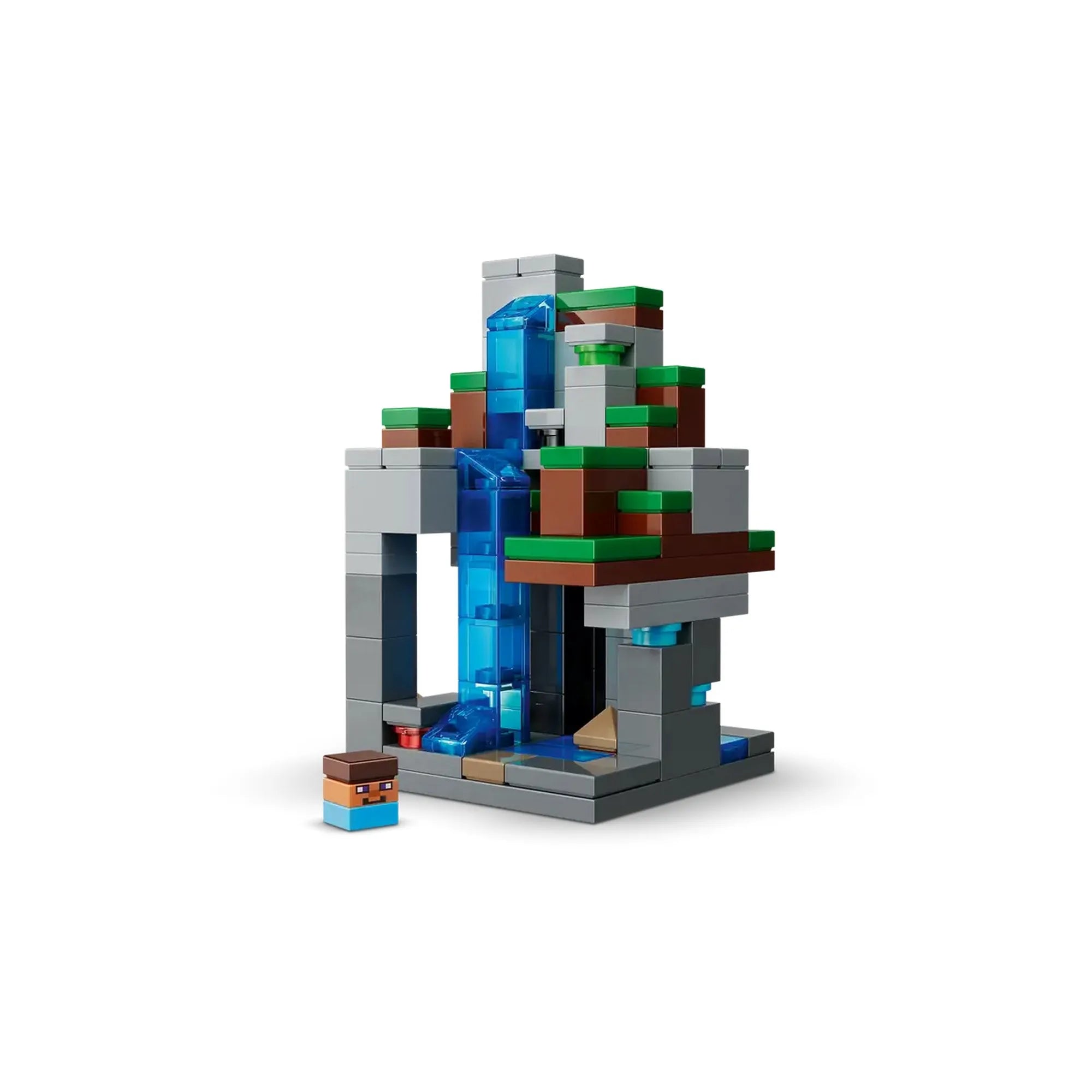 LEGO Minecraft: Minibiomok 21589 sziklás minibiom vízeséssel és növényzettel.