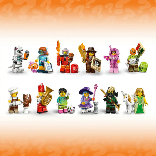 LEGO minifigurine: 29. sorozat 71052, 8 darabos – teljes kollekció, különböző minifigurák két sorban bemutatva.