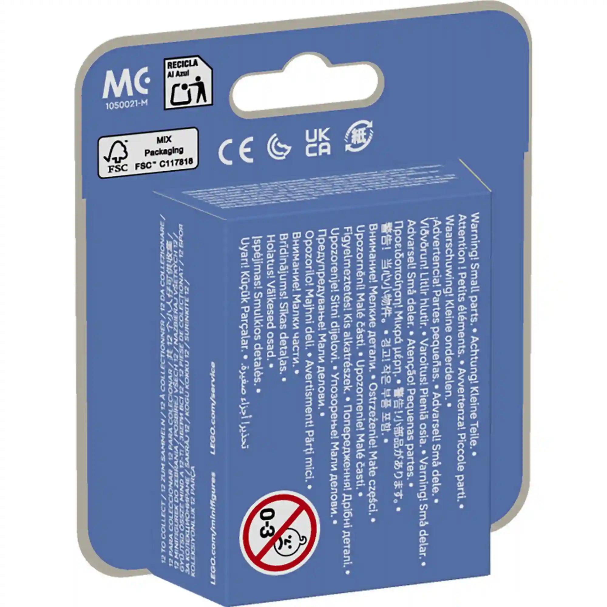 LEGO Minifigures Shrek 71053 meglepetéscsomag hátoldala termék- és biztonsági információkkal