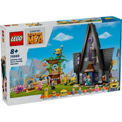 LEGO Minions A minyonok és Gru családi háza (75583) dobozkép – Gru ikonikus otthona, a lányok lombháza és a szettben található minifigurák.