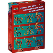 LEGO Ninjago: Arin Spinjitzu harci robotja (71839) doboz hátoldala, különböző robotkombinációk bemutatása más Ninjago szettekkel.