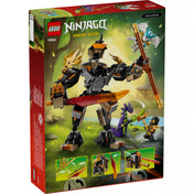 A LEGO NINJAGO 71854 készlet dobozának hátoldala, a mech fegyverei, mozgatható részei és játéklehetőségei bemutatásával.