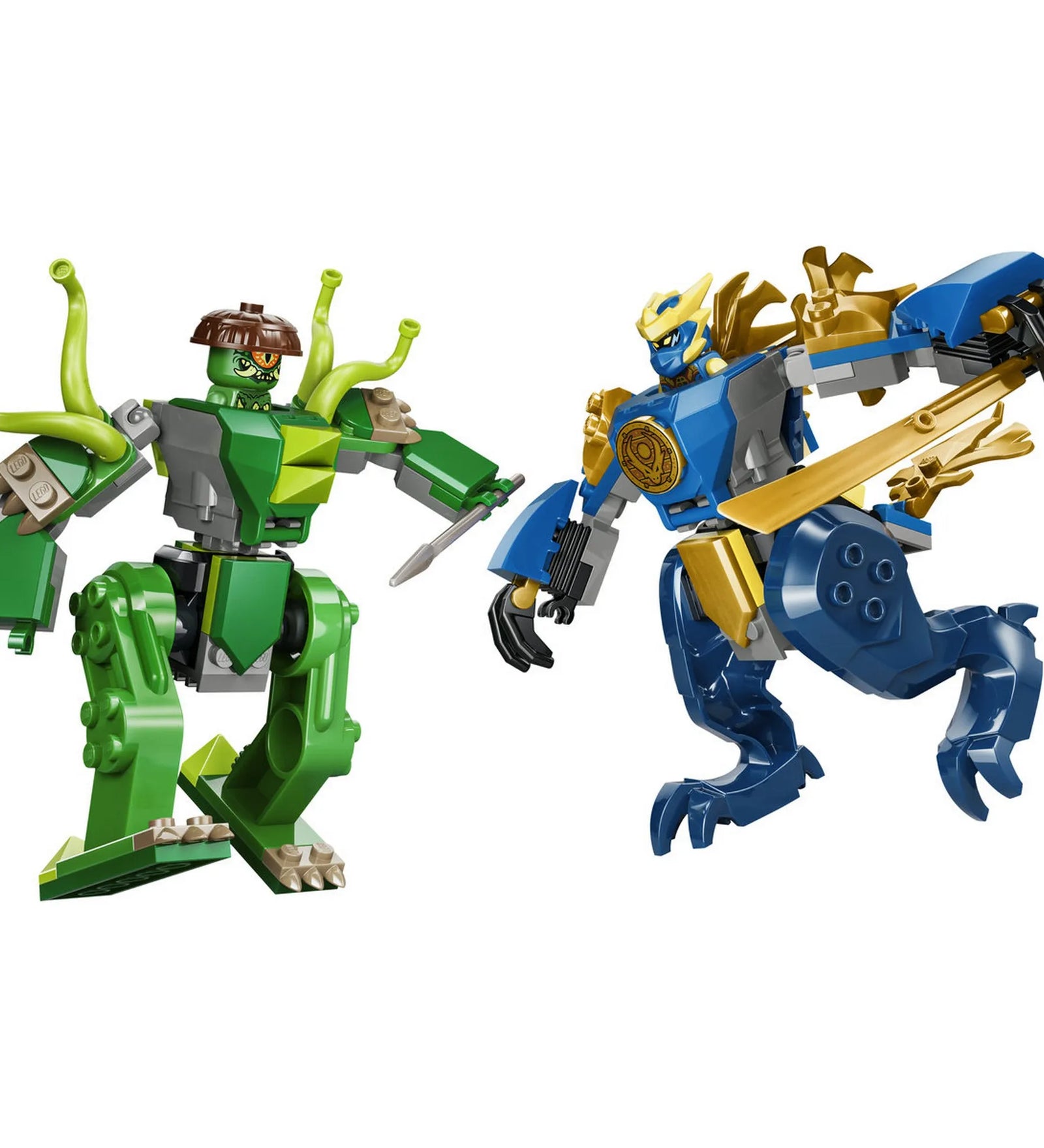LEGO NINJAGO Jay sárkánypáncél robot és mutáns szörny robot beállítható pózban.