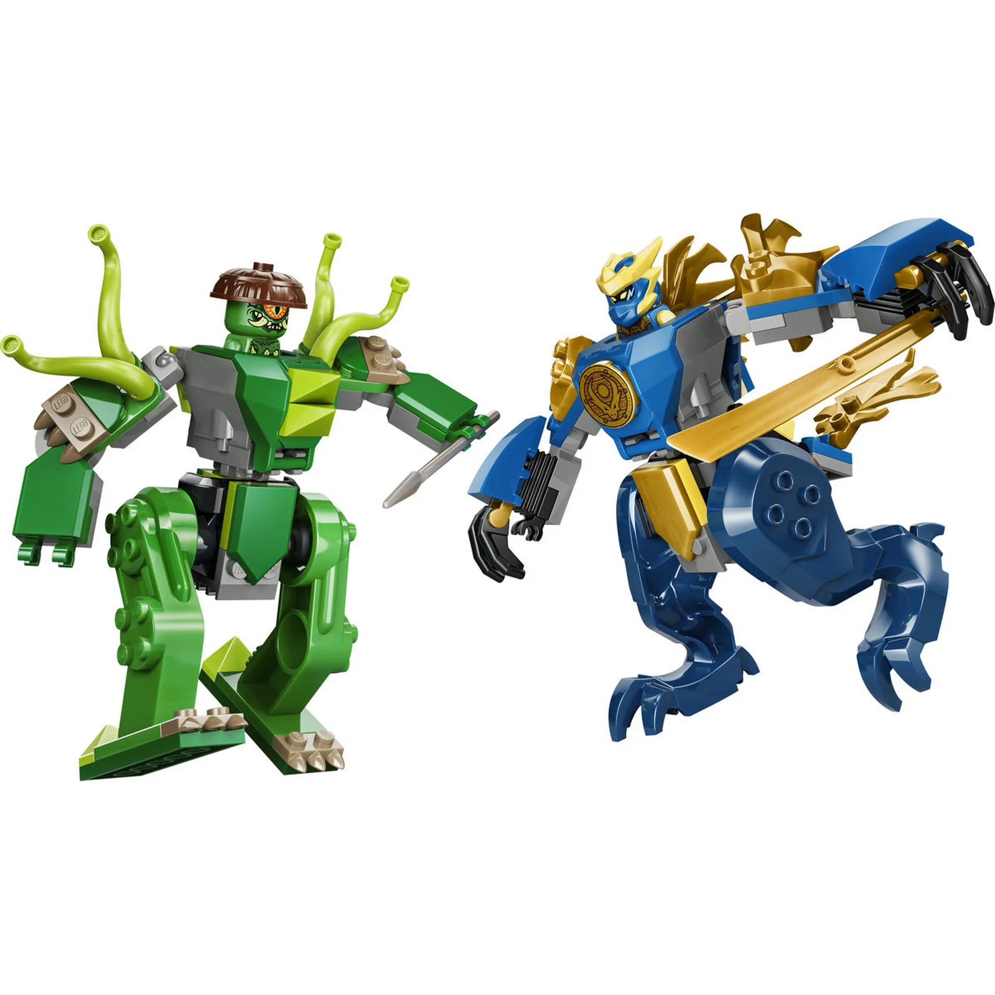LEGO NINJAGO Jay sárkánypáncél robot és mutáns szörny robot beállítható pózban.
