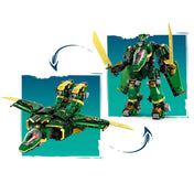 LEGO NINJAGO Lloyd sugárhajtású robotja (71845) – a modell robottá és sugárhajtású repülővé való átalakítását bemutató illusztráció.