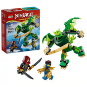 LEGO NINJAGO Lloyd sárkánypáncélja, harci csomag 71862 készlet zöld sárkányrobot figurával, Lloyd, Jay és Lojalista minifigurákkal, valamint dobozképpel.