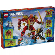 LEGO NINJAGO Dragons Rising Wyldfyre átalakuló sárkányrobotja 71868 készlet hátoldali dobozképe, amely bemutatja a sárkány és robot átalakulási funkcióját.