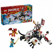 LEGO NINJAGO Zilvar és Grimtak, a sárkányszörny 71863 készlet teljes tartalma a dobozzal együtt, három minifigurával és mozgatható szörnyfigurával.