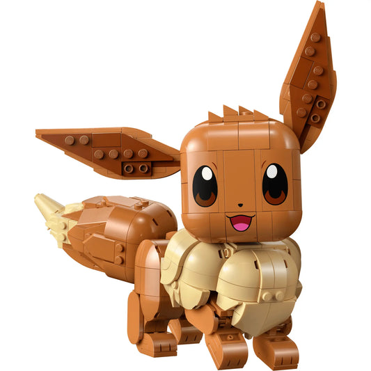 LEGO Pokémon Eevee közeli kép, részletgazdag modell, ikonikus Pokémon megjelenés és prémium LEGO kivitelezés