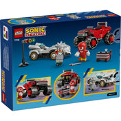 LEGO Sonic the Hedgehog: Silver autója Knuckles monster truckja ellen, 77118, 378 darabos doboz hátoldal, játéklehetőségek és kiegészítők bemutatása.