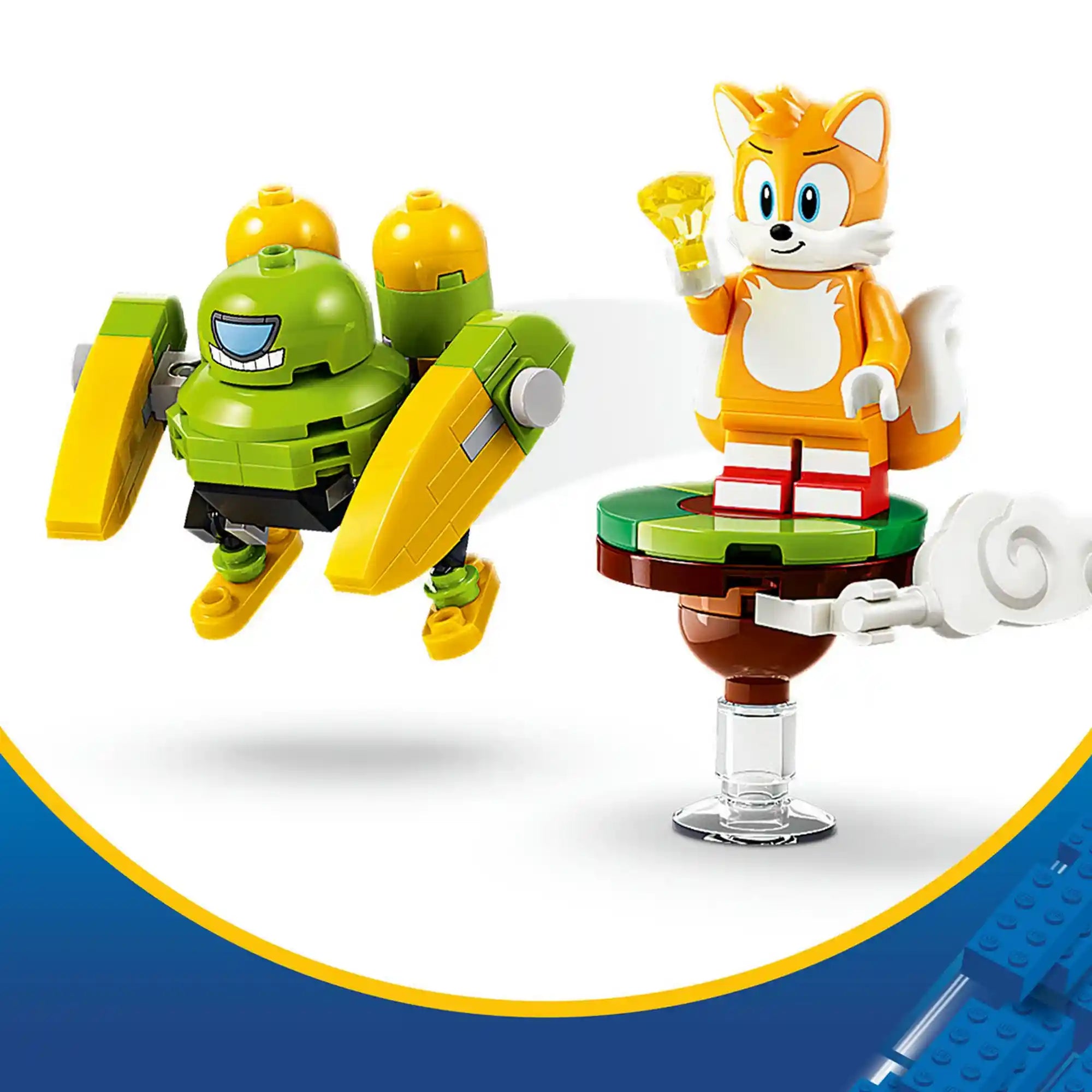 Tails minifigura Káosz smaragddal és Egg Chaser Badnik figura.