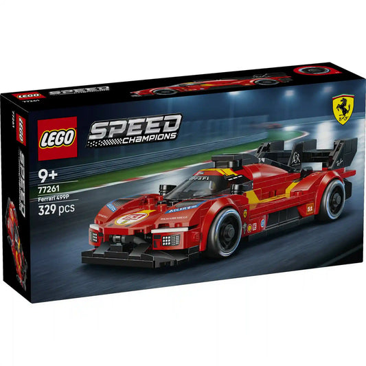 LEGO Speed Champions Ferrari 499P (77261) eredeti dobozképe a részletgazdag Ferrari hiperautó modellel.