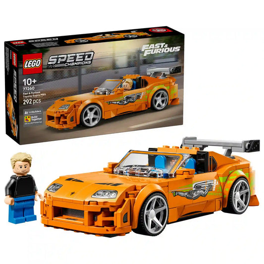 LEGO Speed Champions Halálos iramban Toyota Supra MK4 (77260) eredeti dobozképe a legendás filmes autó modelljével.