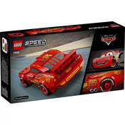LEGO Speed Champions Villám McQueen 77255 doboz hátoldala, részletes nézetekkel és jelenetekkel