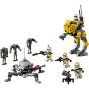 „LEGO Star Wars: 327. klónkatonák harci csomag (75431) összes eleme, minifigurák, droidok és AT-RT jármű egy képen.”