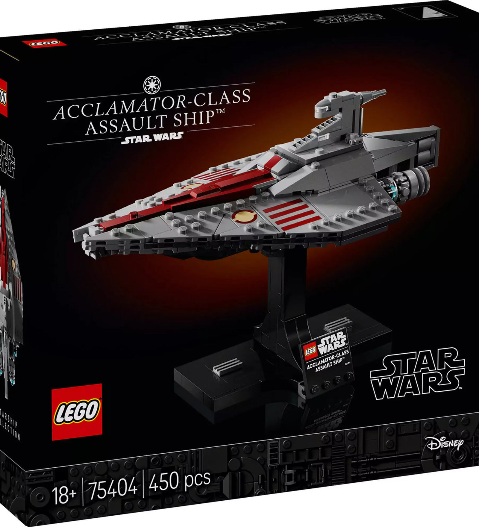 A LEGO Star Wars Acclamator-osztályú rohamhajó (75404) építőkészlet doboza, kiemelve a hajót és a gyűjtőknek szánt dizájnt.