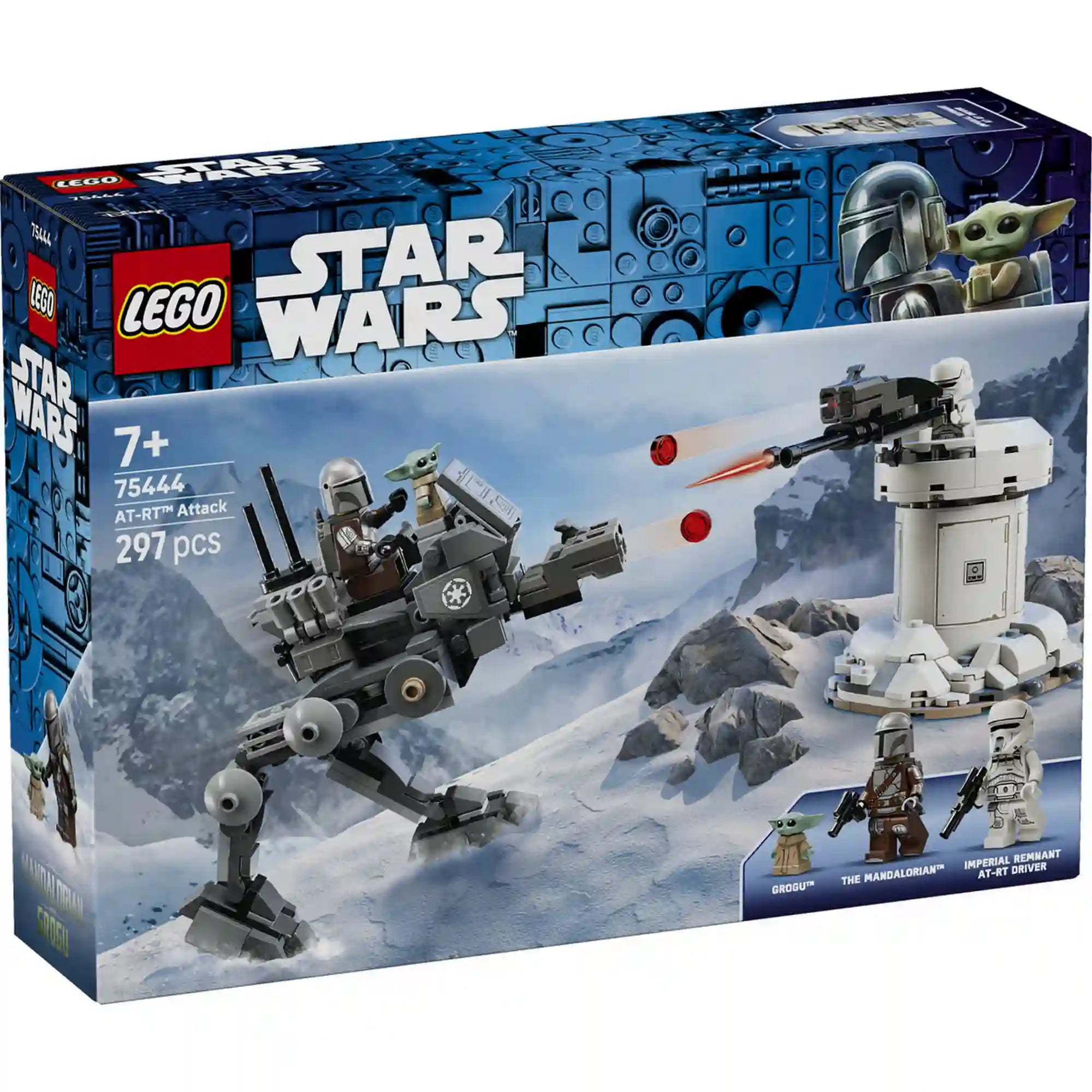 LEGO Star Wars AT-RT támadás 75444 doboz elölnézetből, 297 darabos készlet jelöléssel