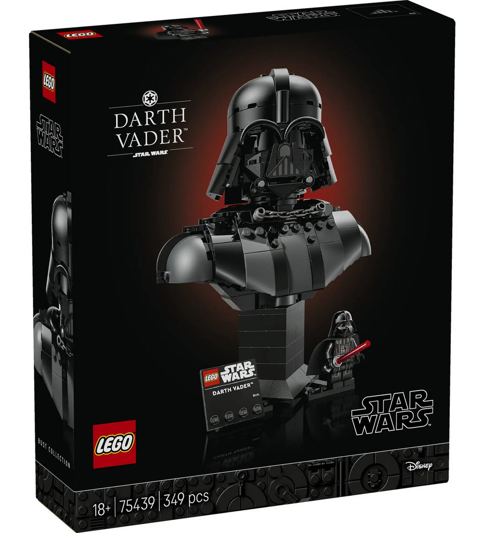 LEGO Star Wars Darth Vader (75439) dobozkép a készlettel és minifigurával.