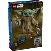 LEGO Star Wars: Grogu (Mandalóri tanonc) doboz hátoldal, részletek a megépíthető figuráról, kiegészítőkkel és információs táblával.