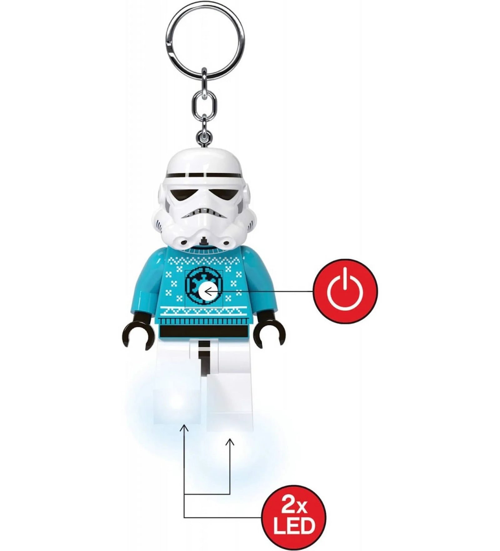 kikapcsoló gombot és a két LED fényt a lábakban.