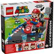 72043 LEGO Super Mario dobozkép – A LEGO Super Mario: Mario Kart készlet doboza, rajta az interaktív LEGO Mario figurával és a piros Standard Kart járművel.