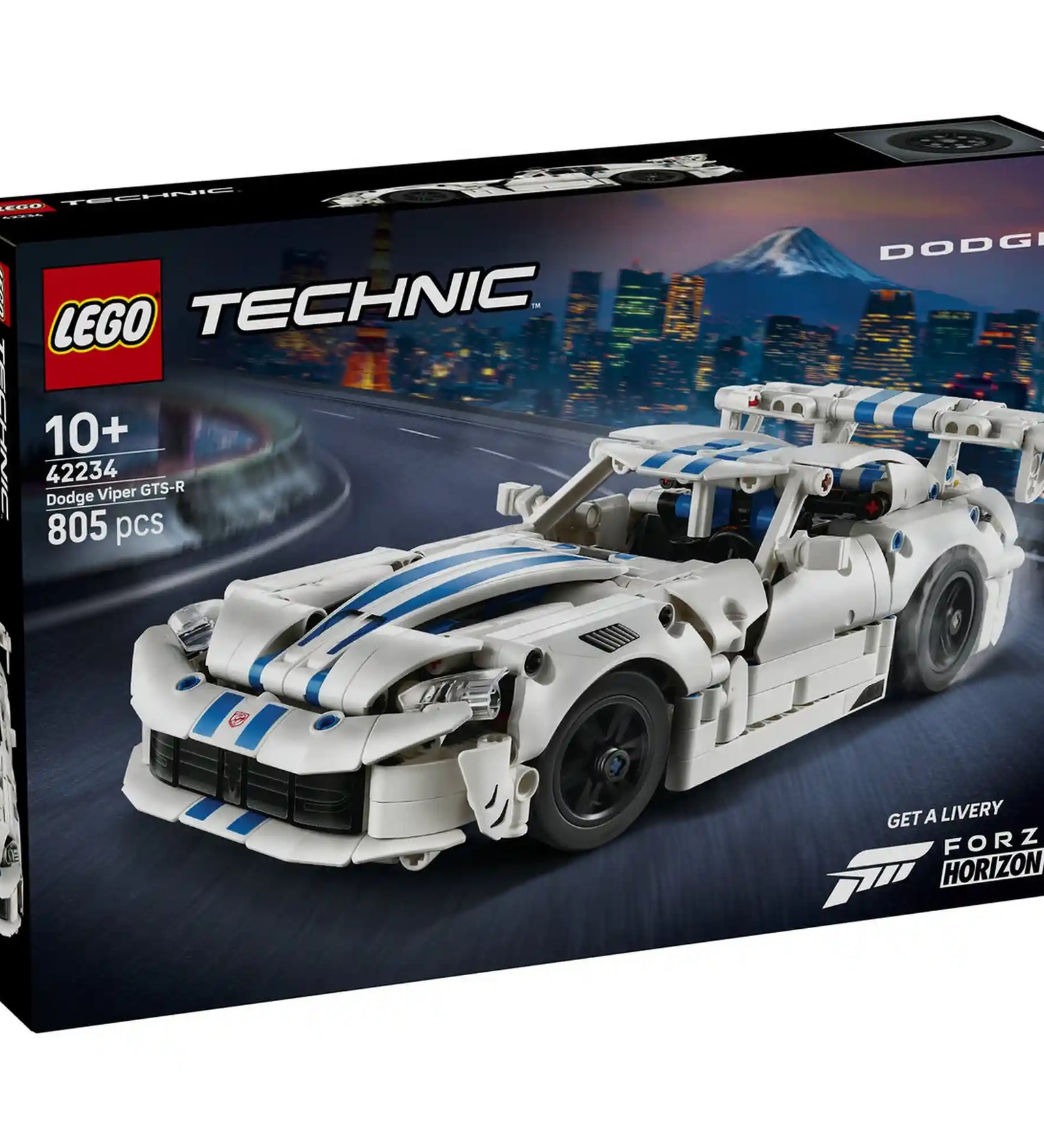 A LEGO Technic: Dodge Viper GTS-R sportautó 42234 készlet dobozának előoldala.