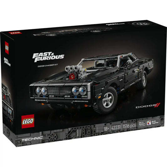 LEGO Technic 42231 Fast and Furious Dodge Charger R/T készlet prémium dobozban, 1516 elemes gyűjtői modellként.