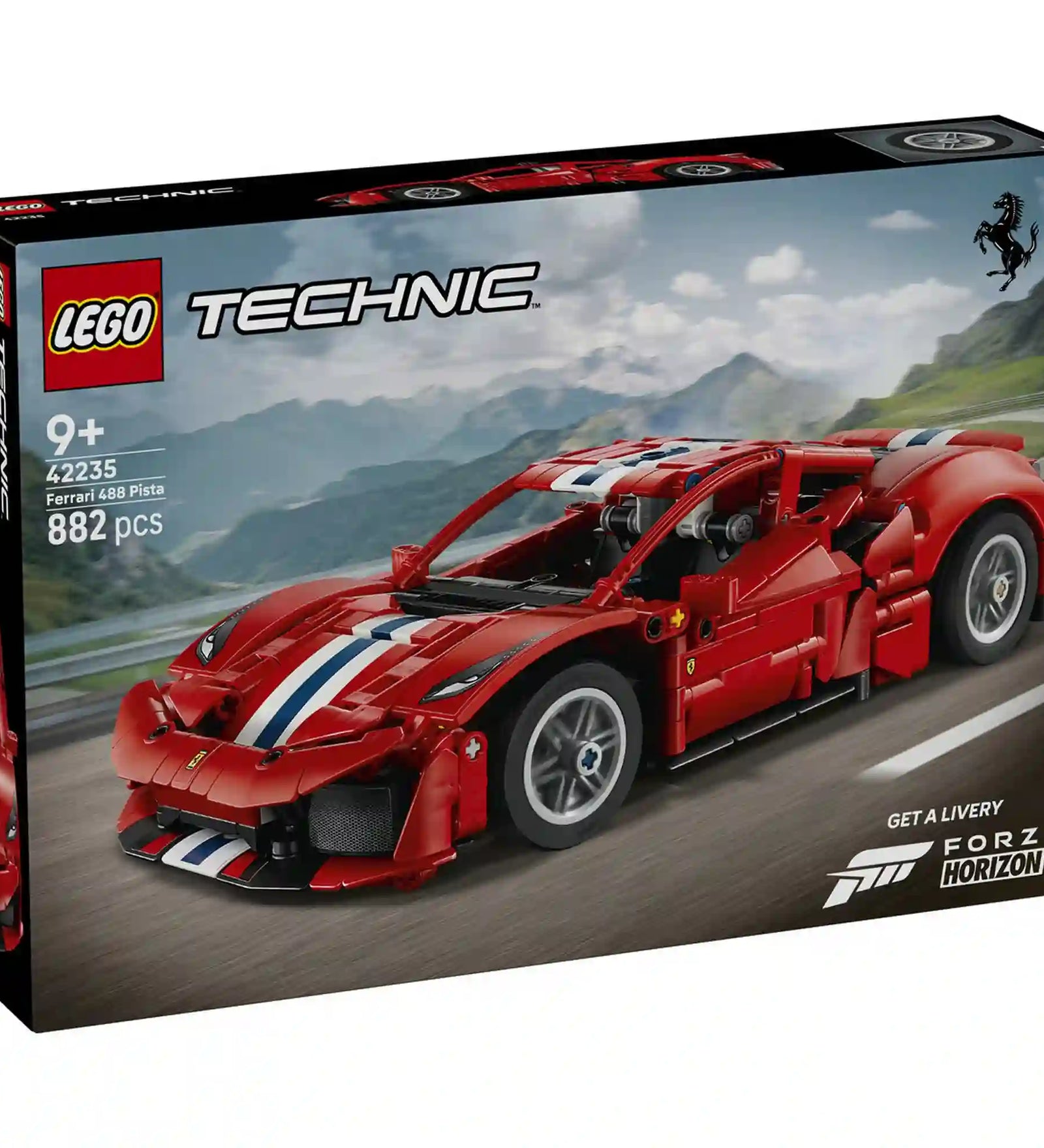 A LEGO Technic: Ferrari 488 Pista 42235 készlet dobozának előoldala.