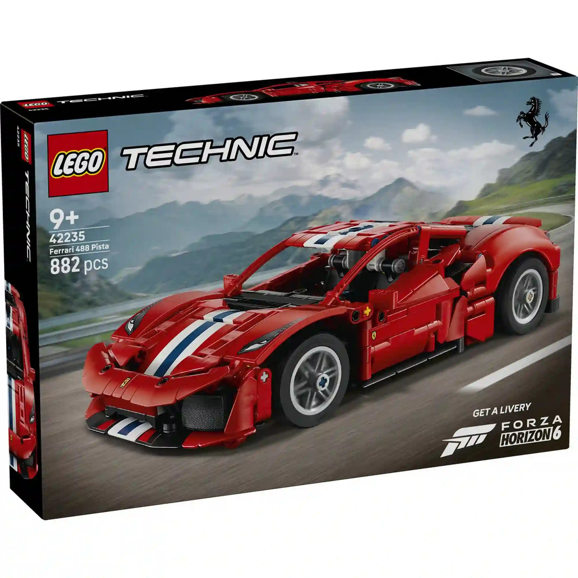 A LEGO Technic: Ferrari 488 Pista 42235 készlet dobozának előoldala.