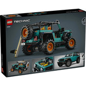 LEGO Technic: Jeep Wrangler Rubicon SUV 42227, 723 darabos készlet dobozképe, a zöld Jeep Wrangler Rubicon LEGO Technic modell a sivatagos háttér előtt.