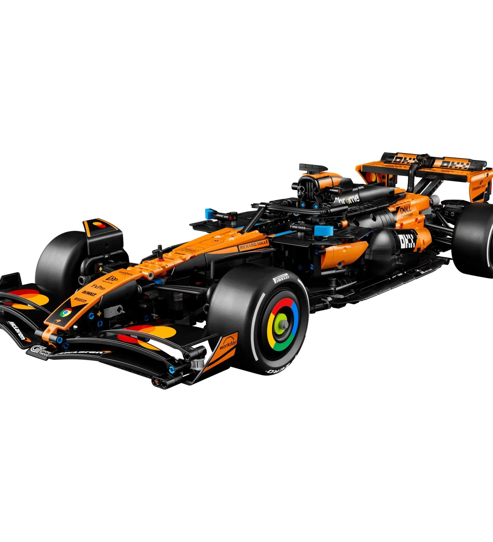 LEGO Technic McLaren MCL39 F1 autó (42228) részletgazdag 1:8 méretarányú Formula–1 versenyautó modell narancssárga és fekete színben.